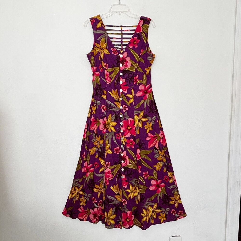 JBS Womens Y2K Bold Floral Garden Party Maxi Dress 10 Maximalist Vintage 90s